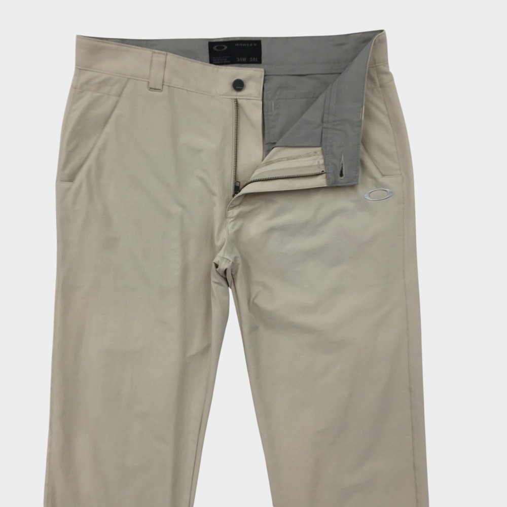 Oakley Mens 34x34 Beige Nylon Blend Stretch Golf Chino Pants Khaki Tan